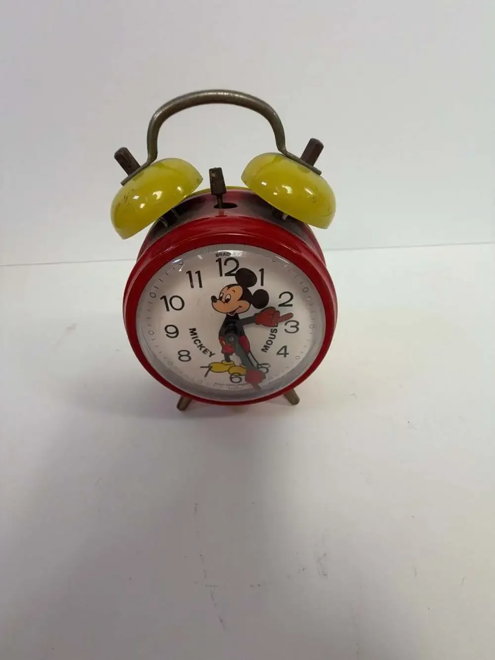 Vintage Bradley Walt Disney Productions Mickey Mouse Twin Bell Wind-Up Alarm Clo